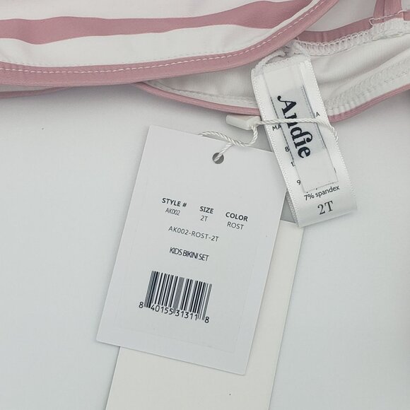 Andie Swim Kids Bikini Set Toddler Girls' Size 2T Pink Rose Stripe Summer Wear - Picture 8 of 13